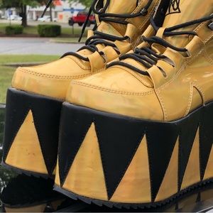 Gold Tone/ Black Chevron Holographic Sneaker Platforms